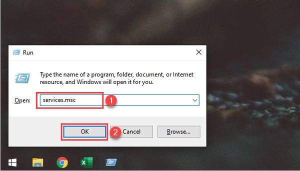 Windows + R -> Services.msc -> OK