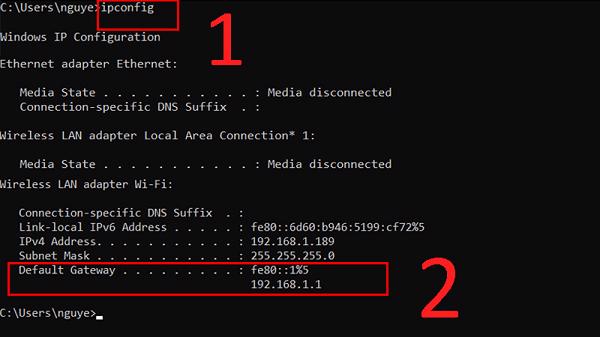 Khi một danh sách hiển thị, các bạn tìm đến mục Default Gateway