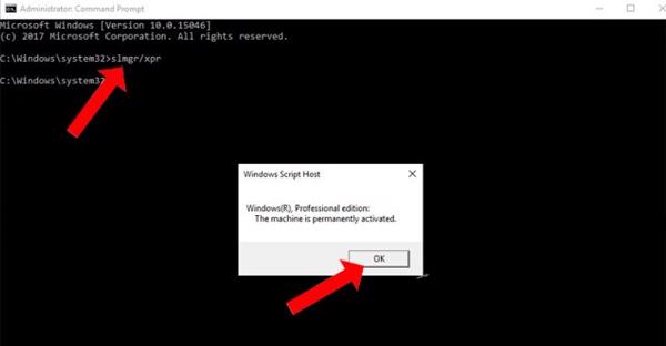 Gõ lệnh slmgr/xpr rồi nhấn vào Enter để xem kết quả