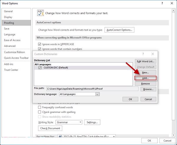 Khi hộp thoại xuất hiện trên màn hình, các bạn kích chọn vào Add