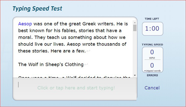 Kiểm tra tốc độ đánh máy với TypingTest.com