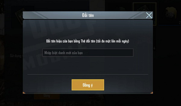 Các bạn tiến hành dán tên nhân viên kí tự đặc biệt Pubg của mình vào và cuối cùng nhấn Đồng ý nhé