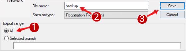 Vào All ở mục Export range