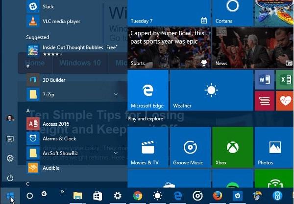 Chỉ cần mở lại thanh Start Menu và sẽ thấy được thanh Taskbar đã trong suốt