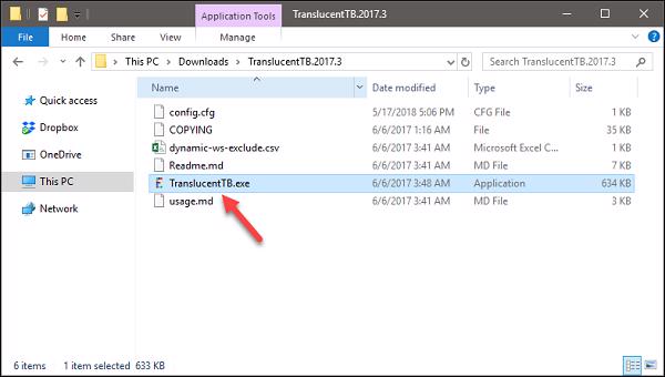 Nhấn chuột phải vào file TranslucentTB