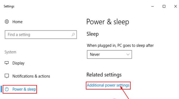 Nhấn chọn Additional power settings