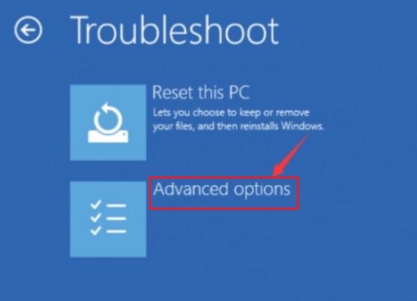 Chọn vào Advanced options