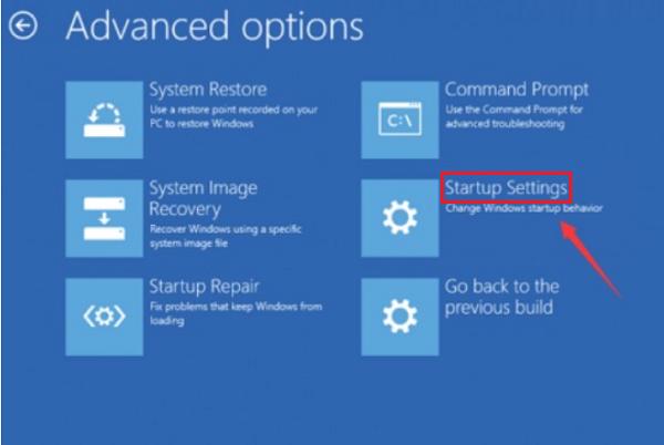 Chọn vào Startup Settings để tiếp tục
