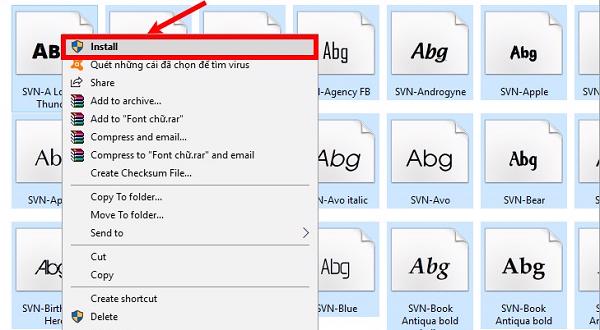 Nhấn chuột phải chọn vào Install