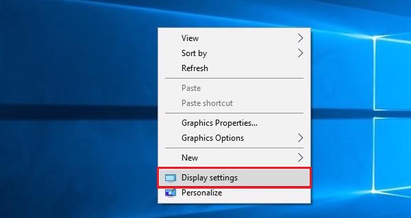 Nhấn vào chuột phải -> sau đó chọn vào Display settings