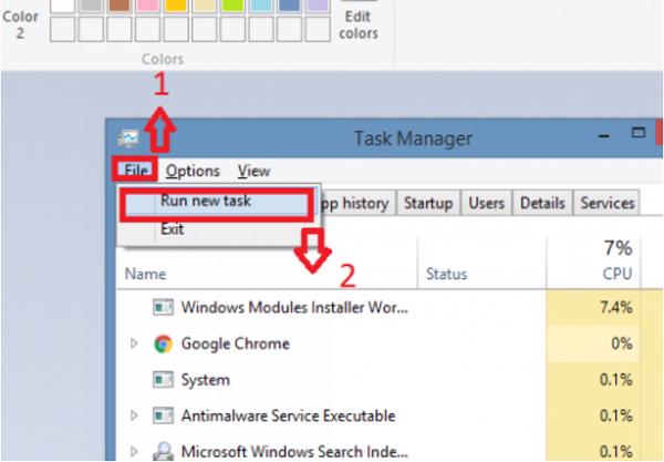 Chọn File -> Run new task
