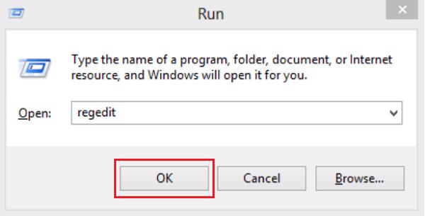 Nhấn tổ hợp phím Window + R -> Regedit -> OK