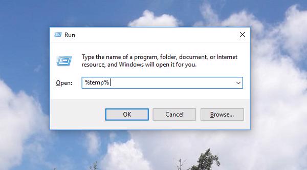 Nhập lệnh %temp%