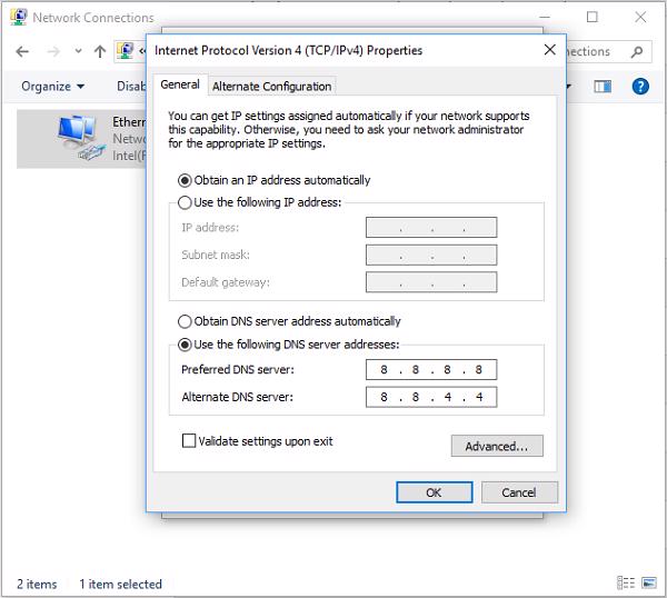 Mình muốn sử dụng vào để thay đổi DNS cũ và cuối cùng nhấn vào OK