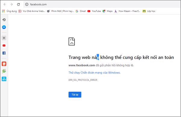 Nguyên nhân máy tính không vào được facebook