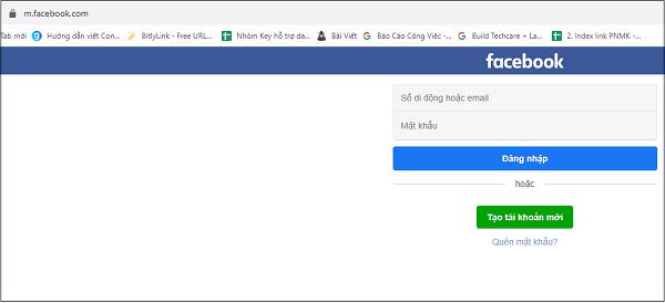 Truy cập bằng Facebook với phiên bản Mobile