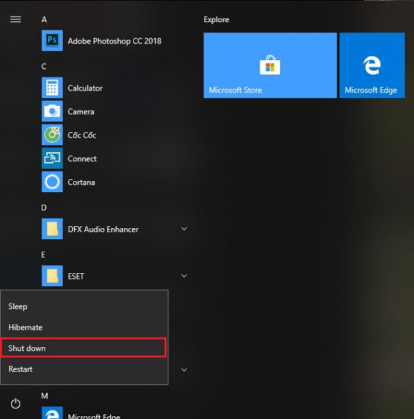 Khởi động lại máy tính