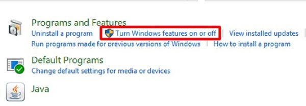 Nhấn chọn vào Turn Windows features on or off