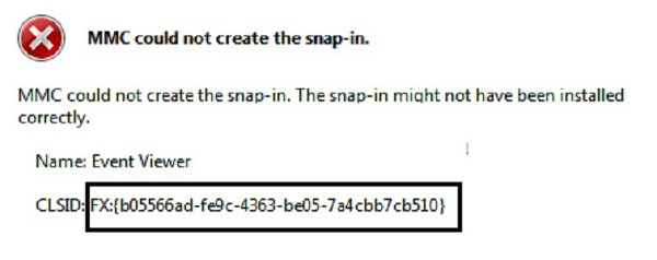 Các bạn tìm kiếm error number đã được chỉ định trong CLSID