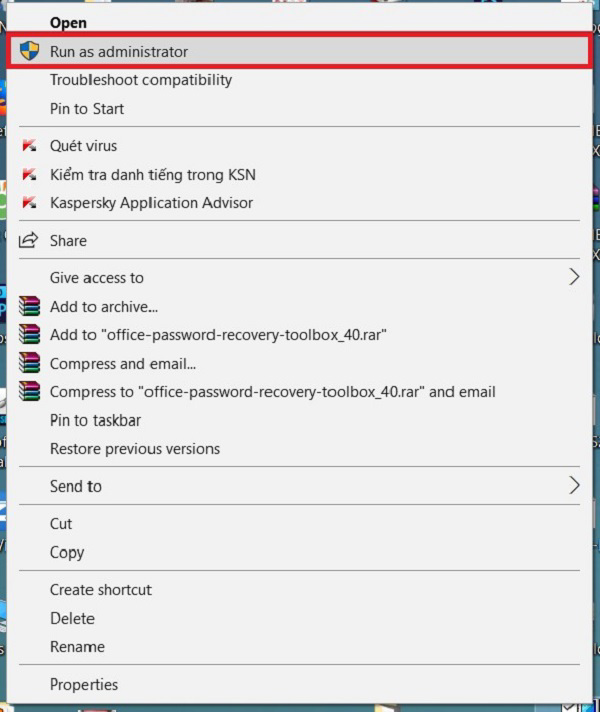 Chọn vào Run as administrator