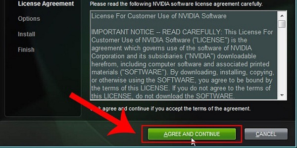 Nhấn vào Agree and continue để đồng ý việc cài đặt driver Nvidia