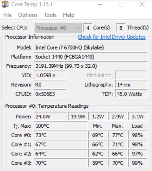 Phần mềm Core Temp