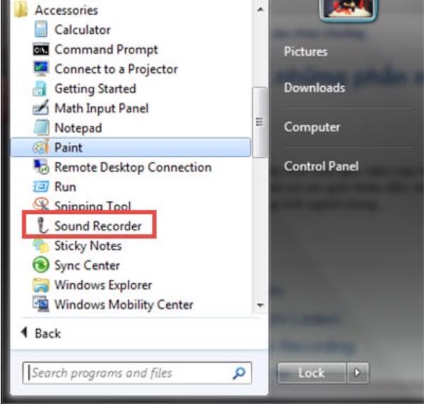Chọn vào Sound Recorde