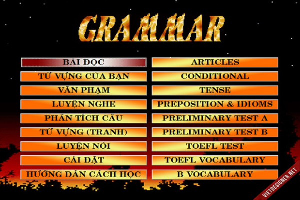 Phần mềm học tiếng anh cho be miễn phí trên laptop - English Grammar