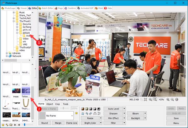 Tiếp đến chọn vào ảnh ở cửa sổ phía dưới