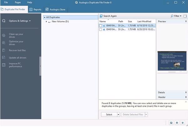 Phần mềm xóa file trùng lặp tốt nhất – Auslogics Duplicate File Finder