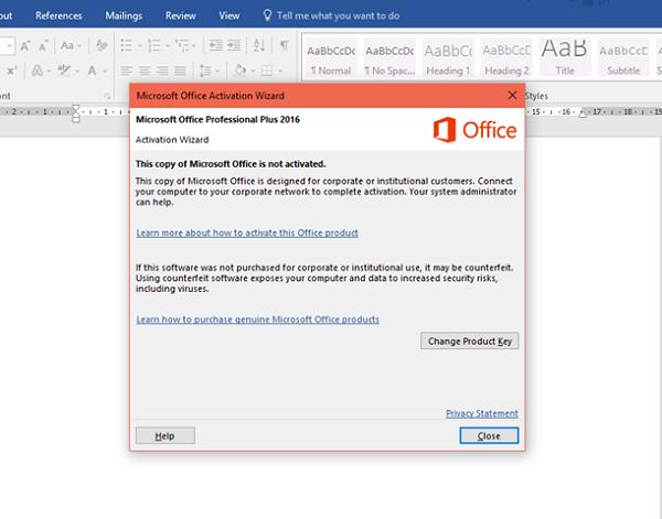 Nguyên nhân gây lỗi product activation failed Office 2010