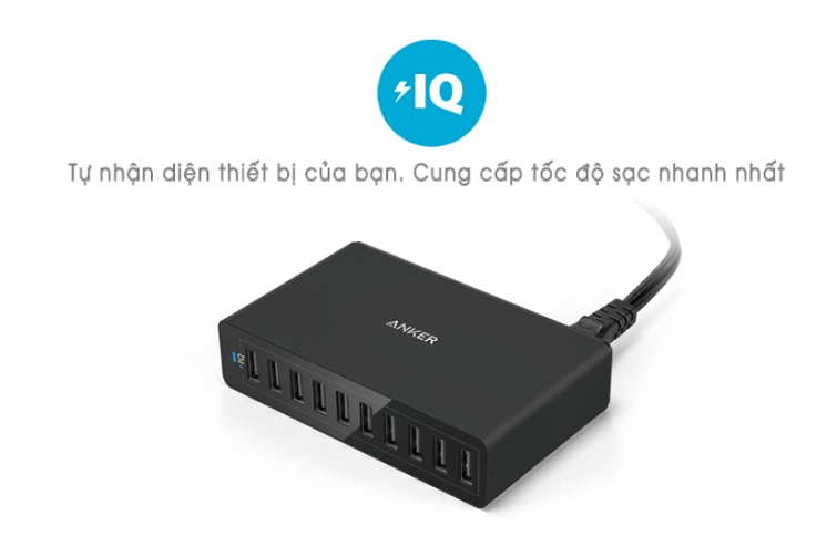 Sạc Anker 10 Cổng, 60w – [PowerPort 10, 60w] – 2 Màu (Đen, Trắng)