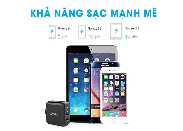 Sạc Anker 2 Cổng, 12w – [PowerPort 2 Lite, 12w] – 2 Màu (Đen, Trắng)