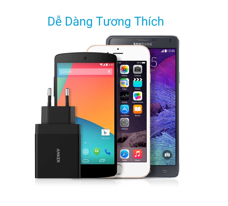 Sạc Anker 2 cổng, 24w – [PowerPort 2, 24w], kèm cáp Micro USB – B2021