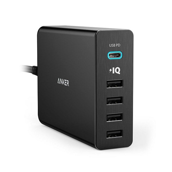 Sạc Anker 5 Cổng – 60W USB-C Power Delivery – [Powerport+ 5, 60w, USB-C] – Đen