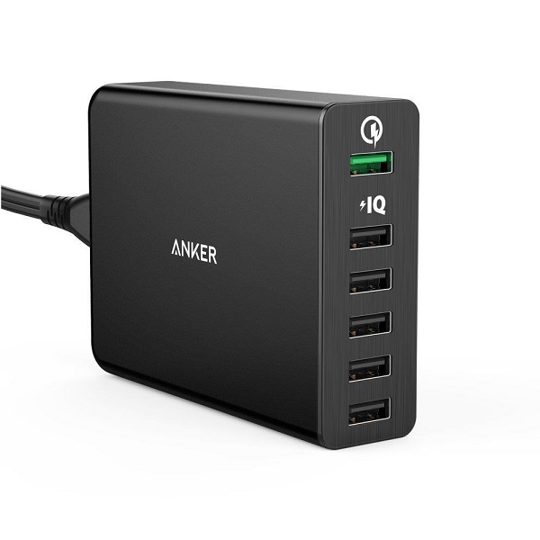 Sạc Anker 6 Cổng, 60w, Quick Charge 2.0 – [Powerport+ 6, 60w, QC 2.0] – 2 Màu (Đen, Trắng)
