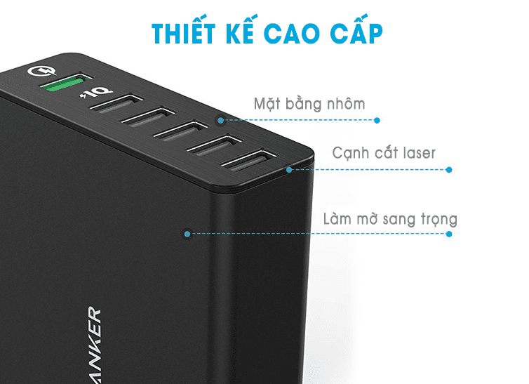 Sạc Anker 6 Cổng 60W Quick Charge 3.0 [PowerPort+ 6, 60W, QC 3.0]
