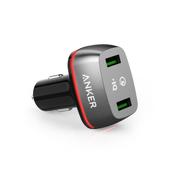 Sạc Ô TÔ Anker 2 Cổng, 36w, Quick Charge 2.0 – [PowerDrive+ 2, 36w, QC 2.0] – Đen