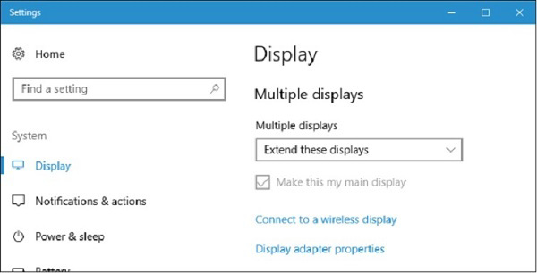 Chọn vào phần Make this my main display ở ngay dưới mục Multiple displays