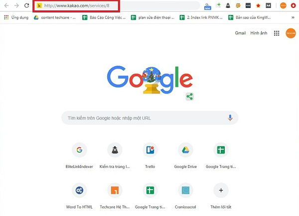 Gõ đường link http://www.kakao.com/services/8