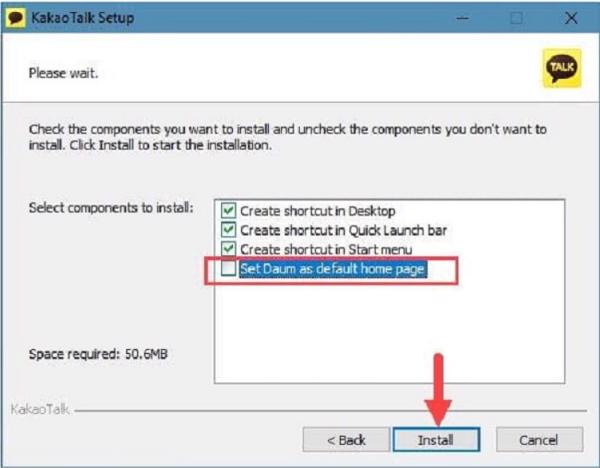 Hãy bỏ dấu tích ra và tiếp tục cài đặt