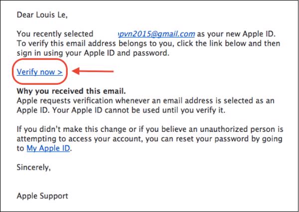 Nhấn chọn vào mục Verify now trong nội dung email