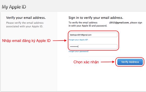 Nhập lại mật khẩu đăng nhập cho tài khoản Apple ID vừa tạo