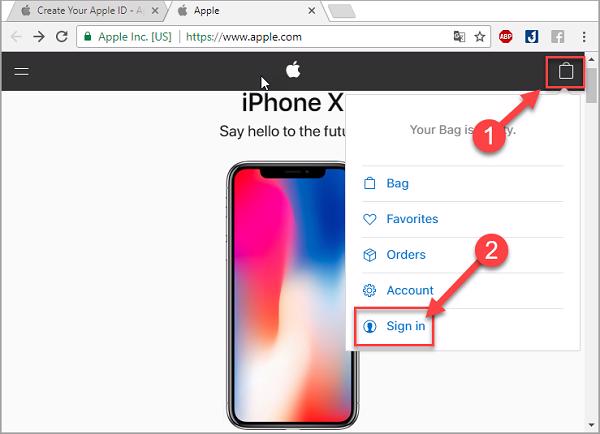 Nhấn vào biểu tượng icon hình cái Túi -> chọn vào Sign In