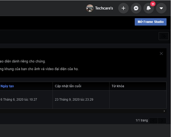 Nhấn vào mục Mở Frame Studio như dưới đây