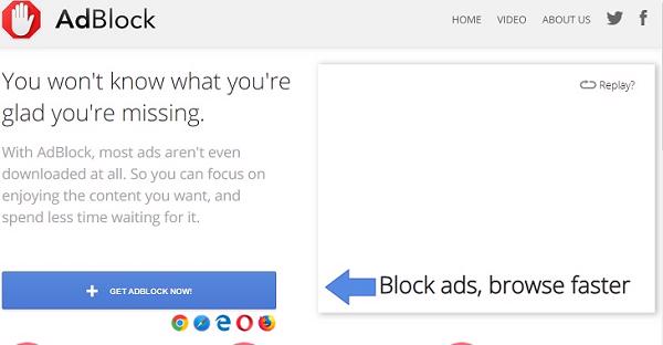 Nhấn vào Get Adblock Now