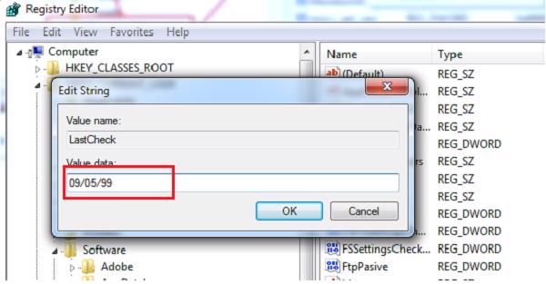 Trên hộp thoại Edit String các bạn tiến hành nhập ngày tháng năm
