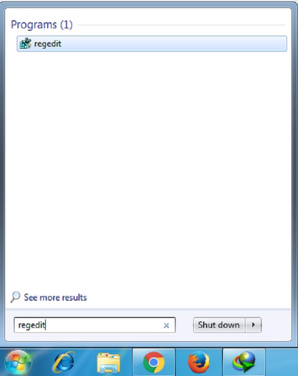 Nhập từ khóa regedit trong ô tìm kiếm ở thanh Menu Start -> sau đó nhấn vào lệnh Regedit