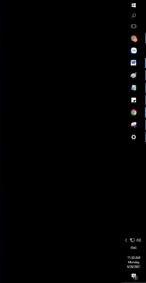 Thanh taskbar nằm phía bên phải