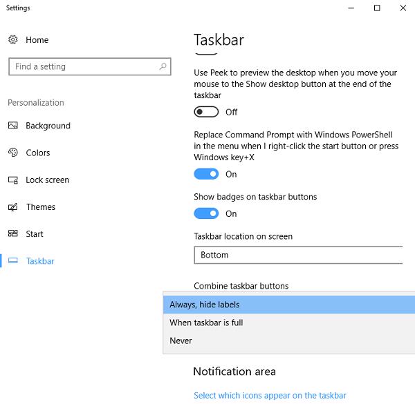 Có thể chỉnh ẩn hiện cho thanh taskbar hoặc gộp các folder hay để riêng theo từng folder